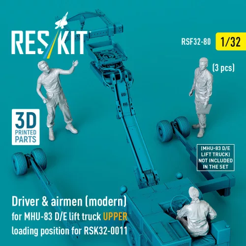 ResKit Models Driver & airmen (modern) (3 pcs) (MHU-83 D/E lift truck UPPER loading position for RSK32-0011) – figura makett