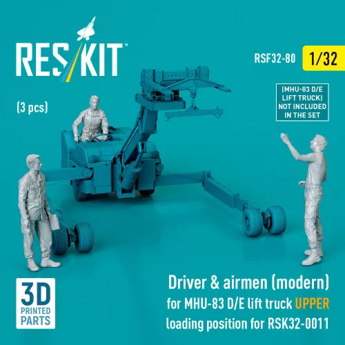 ResKit Models Driver & airmen (modern) (3 pcs) (MHU-83 D/E lift truck UPPER loading position for RSK32-0011) – figura makett