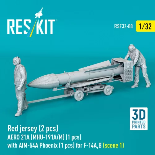 ResKit Models Red jersey (2 pcs) AERO 21A (MHU-191A/M) (1 pcs) with AIM-54A Phoenix (1 pcs) for F-14A,B (scene 1) – 1:32 figura makett