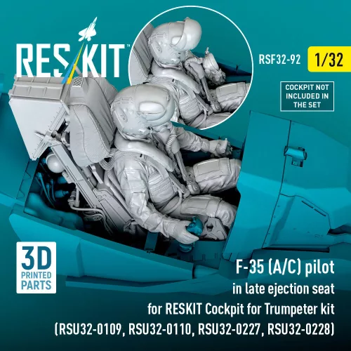ResKit Models F-35 (A/C) pilot in late ejection seat for RESKIT Cockpit for Trumpeter kit – figura makett