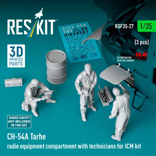 ResKit Models CH-54A Tarhe radio equipment compartment with technicians (3 pcs) for ICM – figura makett
