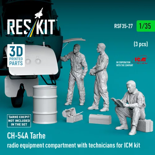ResKit Models CH-54A Tarhe radio equipment compartment with technicians (3 pcs) for ICM – figura makett