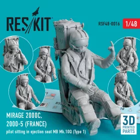   ResKit Models Mirage 2000C, 2000-5 (FRANCE) pilot sitting in ejection seat MB Mk.10Q (Type 1) – 1:48 figura makett