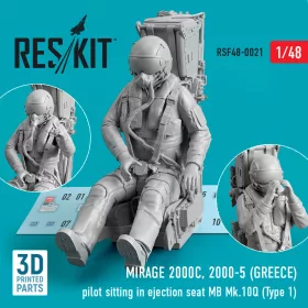   ResKit Models Mirage 2000C, 2000-5 (GREECE) pilot sitting in ejection seat MB Mk.10Q (Type 1) – 1:48 figura makett