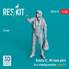   ResKit Models Rafale (C, M) male pilot (in a standing position - type 2) (1 pcs) – 1:48 figura makett