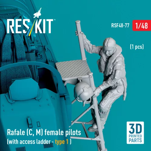 ResKit Models Rafale (C, M) female pilot (with access ladder - type 1) (1 pcs) – 1:48 figura makett