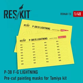   ResKit Models P-38 (F,G) Lightning Pre-cut painting masks for Tamiya kit - előre kivágott festőmaszk-készlet