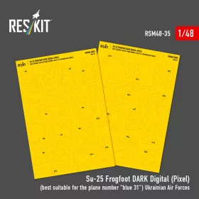   ResKit Models Su-25 Frogfoot sötét digitális (pixel) festés (elsősorban a kék 31 géphez) Ukrán Légierő (előre kivágott festőmaszk-készlet )