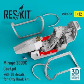   ResKit Models Mirage 2000C Cockpit with 3D decals for Kitty Hawk kit - cockpitkészlet 3D matricákkal