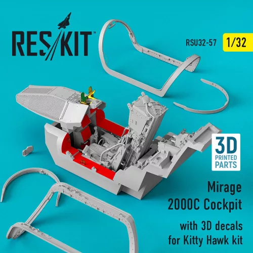 ResKit Models Mirage 2000C Cockpit with 3D decals for Kitty Hawk kit - cockpitkészlet 3D matricákkal
