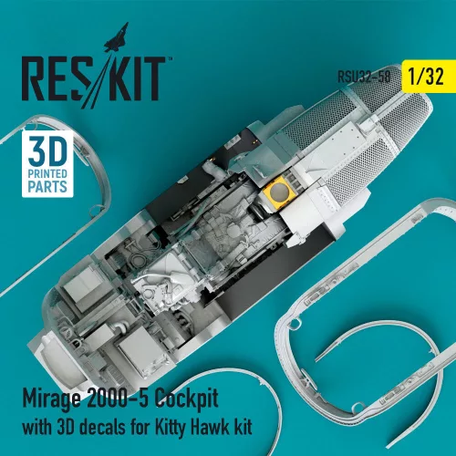 ResKit Models Mirage-2000-5 cockpit with 3D decals for Kitty Hawk kit - cockpitkészlet 3D matricákkal