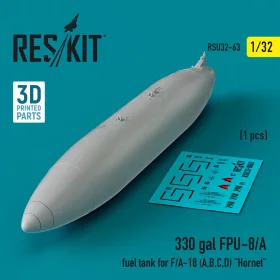   ResKit Models 330 gallon FPU-8/A fuel tank for F/A-18 (A,B,C,D) Hornet (1 pcs) (3D Printed) - F/A-18 (A,B,C,D) Hornet – 330 gallonos FPU-8/A üzemanyag-póttartály, 1 db