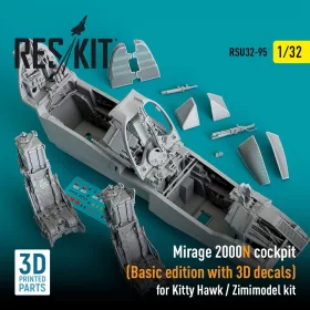   ResKit Models Mirage 2000N – alap cockpitkészlet 3D matricákkal, Kitty Hawk / Zimi Model maketthez