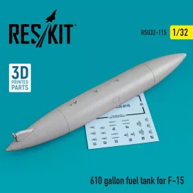   ResKit Models 610 gallon fuel tank for F-15 (1 pcs) (3D Printed) - F-15 – 610 gallonos üzemanyag-póttartály, 1 db