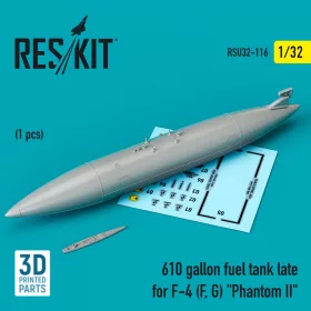   ResKit Models 610 gallon fuel tank late for F-4 (F, G) Phantom II (3D Printed) - 610 gallonos üzemanyag-póttartály