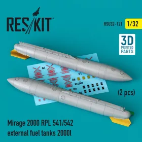   ResKit Models Mirage 2000 RPL 541/542 external fuel tanks 2000lt (2 pcs) (3D Printed) - Mirage 2000 RPL 541/542 – külső üzemanyag-póttartályok, 2 db