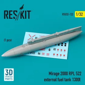   ResKit Models Mirage 2000 RPL 522 external fuel tank 1300lt (3D Printed) - Mirage 2000 RPL 522 – külső üzemanyag-póttartály