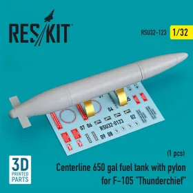   ResKit Models F-105 Thunderchief – 650 gallonos törzs alatti üzemanyag-póttartály pilonnal, 1 db