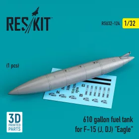   ResKit Models 610 gallon fuel tank for F-15 (J, DJ) Eagle (1 pcs) (3D Printed) - 610 gallonos üzemanyag-póttartály, 1 db
