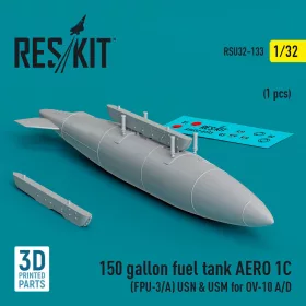   ResKit Models 150 gallon fuel tank AERO 1C (FPU-3/A) USN & USM for OV-10 A/D (1 pcs) (3D Printed) - OV-10 A/D – 150 gallonos üzemanyag-póttartály, 1 db