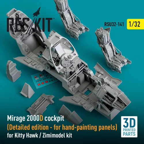 ResKit Models Mirage 2000D cockpit (Detailed edition) for Kitty Hawk / Zimimodel kit (3D Printed) - részletes cockpitkészlet