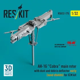   ResKit Models AH-1G Cobra main rotor with dust and debris deflector (sand shields) early version for ICM kit (3D Printed) - AH-1G Cobra – főrotor