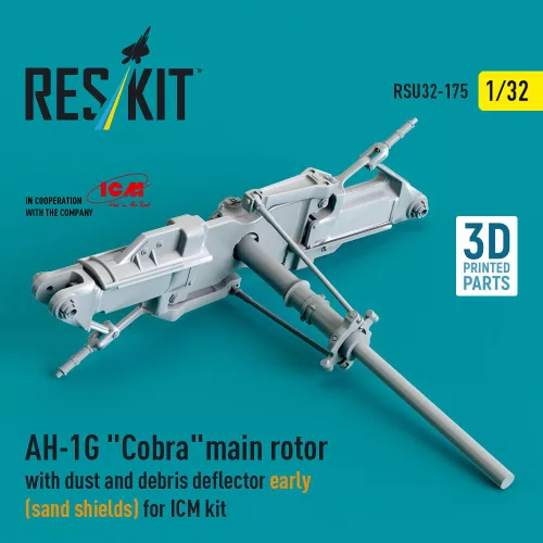 ResKit Models AH-1G Cobra main rotor with dust and debris deflector (sand shields) early version for ICM kit (3D Printed) - AH-1G Cobra – főrotor
