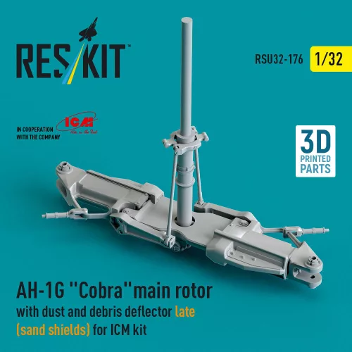 ResKit Models AH-1G Cobra main rotor with dust and debris deflector (sand shields) late version for ICM kit (3D Printed) - AH-1G Cobra – főrotor