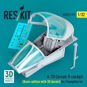   ResKit Models A-7D Corsair II cockpit (Basic edition with 3D decals) for Trumpeter kit (3D Printed) - alap cockpitkészlet 3D matricákkal