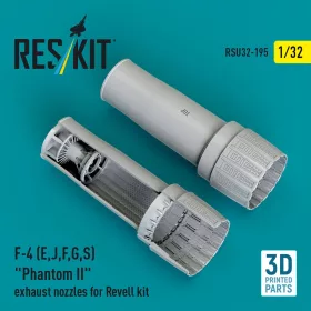   ResKit Models F-4 (E, J, F, G, S) Phantom II exhaust nozzles for Revell kit (3D Printed) - hajtómű-fúvócsövek