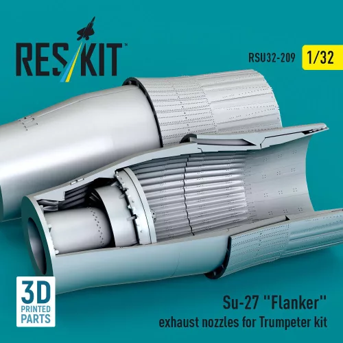 ResKit Models Su-27 Flanker exhaust nozzles for Trumpeter kit (3D Printed) - hajtómű-fúvócsövek