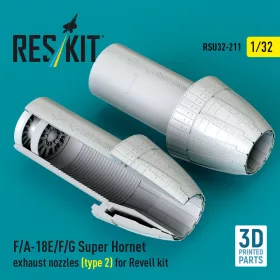   ResKit Models F/A-18E/F/G Super Hornet exhaust nozzles (type 2) for Revell kit (3D Printed) - hajtómű-fúvócsövek