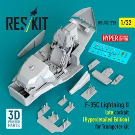   ResKit Models F-35C Lightning II late cockpit (Hyperdetailed Edition) for Trumpeter kit (3D Printed) - részletes cockpitkészlet