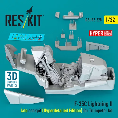 ResKit Models F-35C Lightning II late cockpit (Hyperdetailed Edition) for Trumpeter kit (3D Printed) - részletes cockpitkészlet