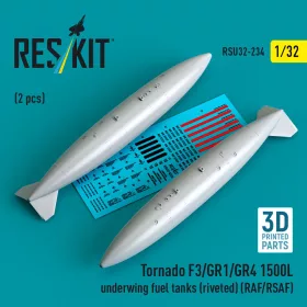   ResKit Models Tornado F3/GR1/GR4 – 1500 literes szegecselt szárny alatti üzemanyag-póttartályok, 2 db