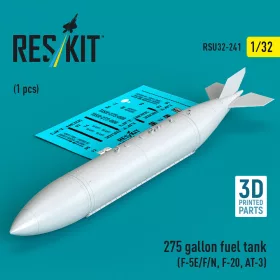   ResKit Models 275 gallon fuel tank (F-5E/F/N, F-20, AT-3) (1 pcs) (3D Printed) - 275 gallonos üzemanyag-póttartály, 1 db
