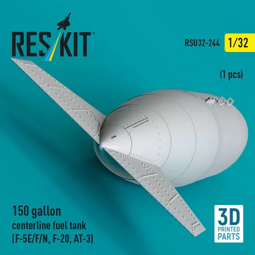 ResKit Models 150 gallon centerline fuel tank (F-5E/F/N, F-20, AT-3) (1 pcs) (3D Printed) - 150 gallonos törzs alatti üzemanyag-póttartály, 1 db