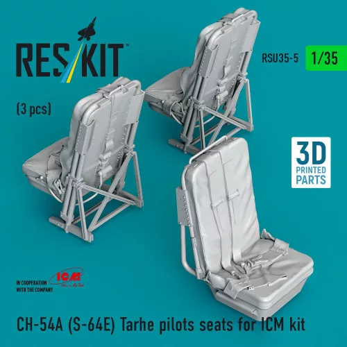 ResKit Models CH-54A (S-64E) Tarhe pilots seats for ICM kit (3 pcs) (3D Printed) - pilótaülések