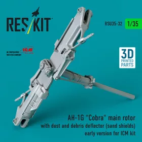   ResKit Models AH-1G Cobra main rotor with dust and debris deflector (sand shields) early version for ICM kit (3D Printed) - AH-1G Cobra – főrotor