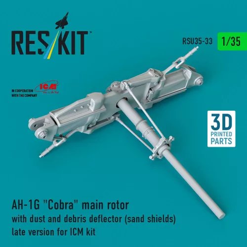 ResKit Models AH-1G Cobra main rotor with dust and debris deflector (sand shields) late version for ICM kit (3D Printed) - AH-1G Cobra – főrotor