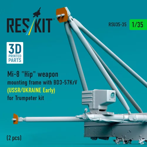 ResKit Models Mi-8 Hip weapon mounting frame with BD3-57KrV (USSR/UKRAINE Early) for Trumpeter kit (2 pcs) (3D Printed) - fegyverfelfüggesztő keret