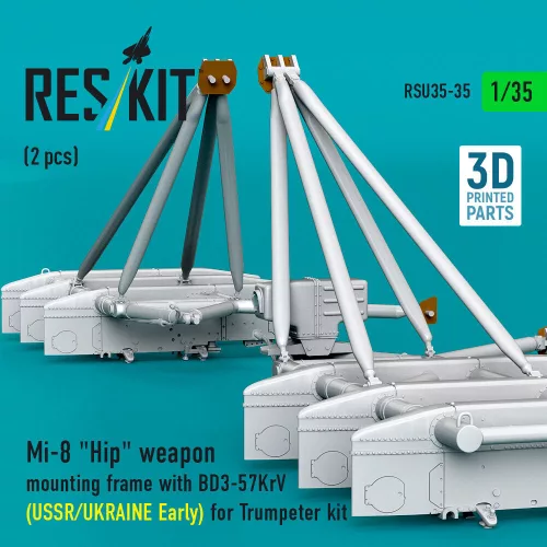 ResKit Models Mi-8 Hip weapon mounting frame with BD3-57KrV (USSR/UKRAINE Early) for Trumpeter kit (2 pcs) (3D Printed) - fegyverfelfüggesztő keret