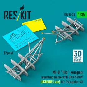   ResKit Models Mi-8 Hip weapon mounting frame with BD3-57KrV (UKRAINE Late) for Trumpeter kit (2 pcs) (3D Printed) - fegyverfelfüggesztő keret