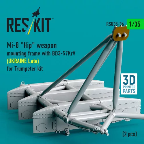 ResKit Models Mi-8 Hip weapon mounting frame with BD3-57KrV (UKRAINE Late) for Trumpeter kit (2 pcs) (3D Printed) - fegyverfelfüggesztő keret