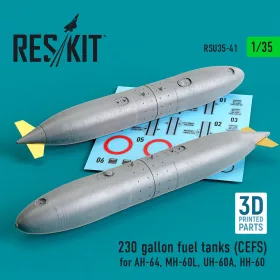   ResKit Models 230 gallon fuel tanks (CEFS) for AH-64, MH-60L, UH-60A, HH-60 (3D Printed) (2 pcs) - 230 gallonos üzemanyag-póttartályok, 2 db