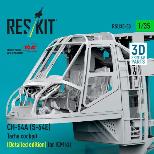 ResKit Models CH-54A (S-64E) Tarhe cockpit (Detailed edition) for ICM kit (3D Printed) - részletes cockpitkészlet