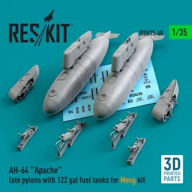   ResKit Models AH-64 Apache késői – fegyverfelfüggesztő pilonok 122 gallonos üzemanyag-póttartályokkal