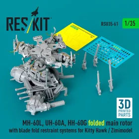   ResKit Models MH-60L, UH-60A, HH-60G – behajtott főrotor rotorlapát-rögzítő rendszerrel, Kitty Hawk / Zimi Model maketthez