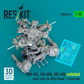   ResKit Models MH-60L, UH-60A, HH-60G unfolded main rotor for Kitty Hawk / Zimimodel (3D Printed) - kihajtott főrotor