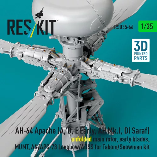 ResKit Models AH-64 Apache (A, D, E korai, AH Mk.I, DI Saraf) – kihajtott főrotor, korai rotorlapátokkal, Takom / Snowman maketthez